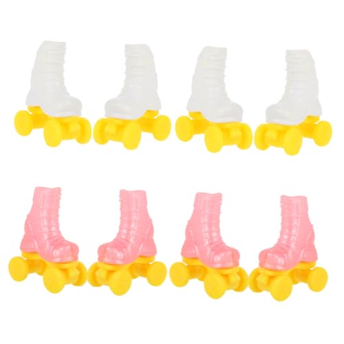 SOPOTUTU 4 Paare Roller Skates Mini-Schlittschuhe für Puppe Mini-Rollschuhe für Puppe Puppen-Skating-Werkzeug Rollschuh für DIY-Puppe Mini-Schuhe Mini-Hausbedarf kleines Hauszubehör Plastik von SOPOTUTU
