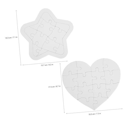 SOPOTUTU 4 Sätze Leeres Puzzle mit Herz Sternformen Dickes Papier für DIY Kunst Ausmalen Kinderfreundlich Sublimierbare Blanko Puzzleteile für Kreatives Basteln und Hand Auge koordination von SOPOTUTU