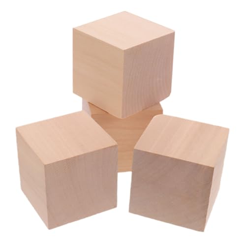 SOPOTUTU 4 Stück Bausteine ​​Lehrmittel -Dusche-Blöcke quadratische Holzwürfel kleine Holzwürfel Sortierwürfel quadratischer Bastelwürfel aus Holz hölzern Khaki von SOPOTUTU