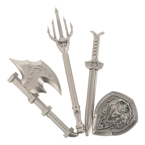 SOPOTUTU 4 Stück Bausteinzubehör Schwerter Kleinkindschalter für Jungen Mini-Armeefiguren Zubehör für Bausteine Armeespielzeug für Jungen Schwertkostüm Plastik Silver von SOPOTUTU
