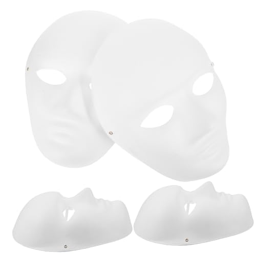 SOPOTUTU 4 Stück DIY Pappmaché Masken zum Bemalen Leichte Geruchsfreie Blanko Halloween und für Bühnenauftritte Cosplay Gestaltungsmöglichkeiten von SOPOTUTU