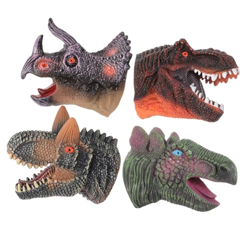 SOPOTUTU 4 Stück Dinosaurier-Handpuppe Handpuppen für Handspielzeug Tierpuppen Kinderspielzeug Puppen mit beweglichem Mund Marionette Geschichtenerzählendes Handpuppenspielzeug Vinyl von SOPOTUTU