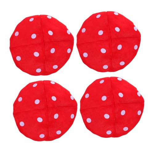 SOPOTUTU 4 Stück Gefleckte Pilzkappe Pilzkappe Hut Kinderpilzhut Kostüm Pilzpartyhut Kleine Pilzhut Pilzhut Kinderparty Pilzförmige Kappe Rotes Tuch von SOPOTUTU