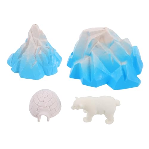 SOPOTUTU 4 Stück Iglu-Modell Schneelandschaft Dekoration Eisdiorama Winterthema Eisbärenfigur Schneemann-Rasendekorationen Kunsttierfiguren Eismodell Plastik von SOPOTUTU