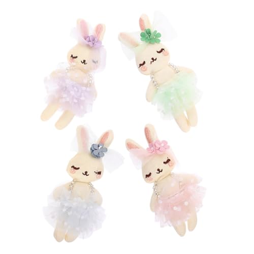 SOPOTUTU 4 Stück Kaninchenpuppe Mini Plüschhasen Kaninchendekor Kaninchen Plüsch Osterhase Dekorative Puppe Kleine Ausgestopfte Hasen Kopfschmuck Accessoires Hasenparty Gastgeschenke von SOPOTUTU