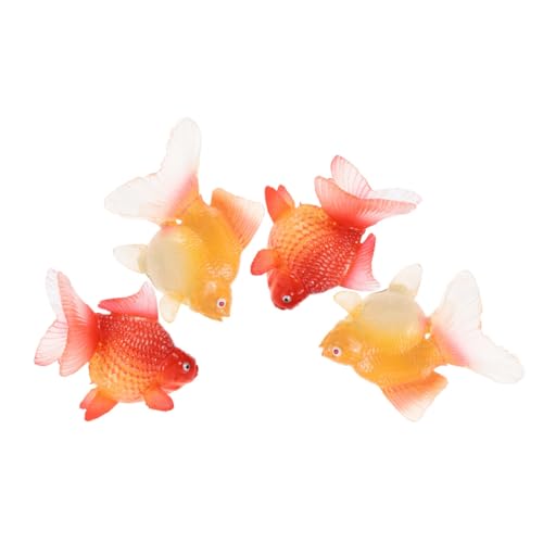 SOPOTUTU 4 Stück Künstliche Goldfisch Figuren Realistische Schwimmende Koi Modelle für Aquarium Kindgerechte Ungiftige Deko mit Lebensechten Details für Fischbecken Schreibtisch Garten von SOPOTUTU