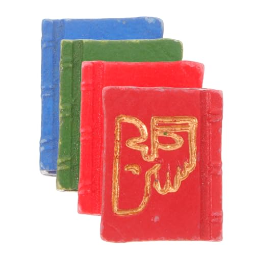 SOPOTUTU 4 Stück Mini -Buch Ornamente Miniatur-puppenhauszubehör Mini-puppenhauszubehör Kleine Bücher Miniaturbücher Zum Basteln Puppenhaus-notizbuch Winzige Bücher Für Handwerk Harz von SOPOTUTU