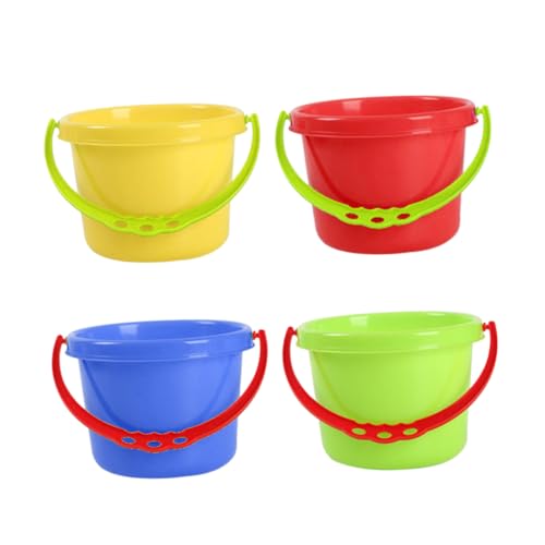 SOPOTUTU 4 Stück Mini Kunststoff Eimer für Teiliges Strandspielzeug Bunten Farben für Spaß im Sandkasten und Am Strand Leicht und Handlich für Kleine Hände Zufällige Farbe von SOPOTUTU