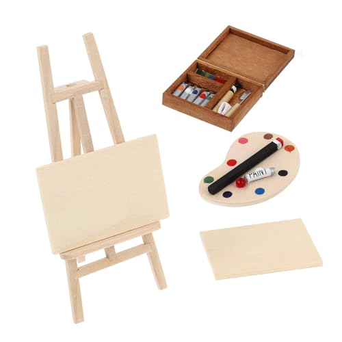 SOPOTUTU 4 Stück Miniatur Holzstaffelei Set Teilig mit Malpalette und Farbbox Detailliertes Puppenhaus Zubehör für Miniaturen Kunst und Aquarellmalerei Dekoratives Puppenstuben Möbel als SOPOTUTU 4 Stück Miniatur Holzstaffelei Set Teilig mit Malpalette und Farbbox Detailliertes Puppenhaus Zubehör für Miniaturen Kunst und Aquarellmalerei Dekoratives Puppenstuben Möbel als von SOPOTUTU