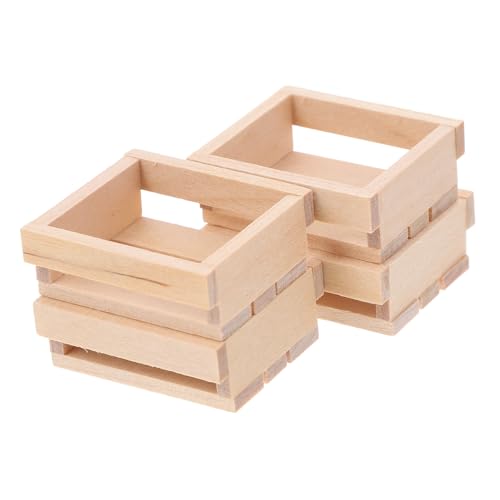 SOPOTUTU 4 Stück Miniatur Puppenhaus Holz aufbewahrungskorb Vielseitige Kleine Kisten für Obst Dekoration und Garten Langlebige Handgefertigte Miniaturkisten für Puppenzubehör von SOPOTUTU