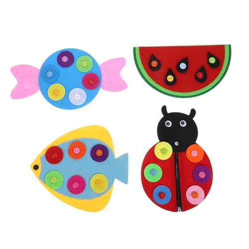 SOPOTUTU 4 Stück Montessori Busy Board DIY Knopf Reißverschlussspielzeug aus Weichem Stoff für Kleinkinder Vorschule Motorikförderung Buntes Lernspielzeug von SOPOTUTU