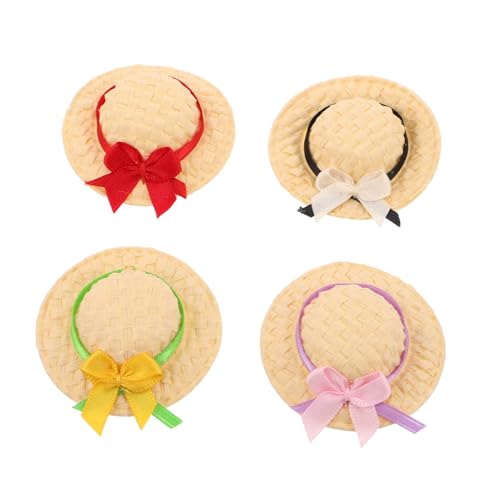 SOPOTUTU 4 Stück Puppendekohut Kleiner Puppenhut Kleiner Bastelhut Miniatur Webhüte Zum Basteln Kleine Bastelhüte Kleine Strickmütze Handarbeitsmütze Sombrero von SOPOTUTU