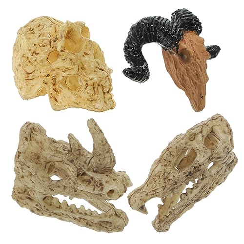 SOPOTUTU 4 Stück Puppenhaus Tierschädel Wanddekoration Mini gefälscht Cute Decor inneneinrichtung Indoor Dekoration makramee Outdoor terassendeko winziger Schädel Schädelfiguren Plastik von SOPOTUTU