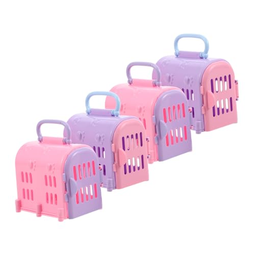 SOPOTUTU Realistische Miniatur-transportbox Für Haustiere Für Puppenhaus 4-teilig Tragbarer Reisekäfig Für Hunde Und Katzen Rollenspiel-zubehör Farbe von SOPOTUTU