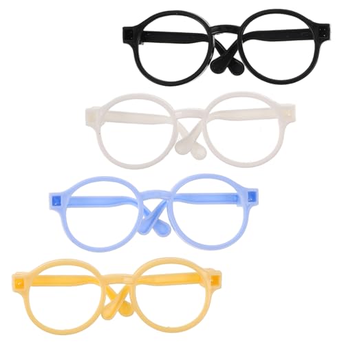SOPOTUTU 4-teiliges Brillengestell Für Babypuppen Stylische Spielzeugbrille Für Mini-kinderpuppen Robustes Zubehörset Mit Kunststoffrahmen von SOPOTUTU