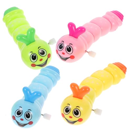 SOPOTUTU 4 Stück Teiliges Aufzieh Raupen für Umweltfreundlich ohne Batterie Bunte Cartoon Raupen Fördert Feinmotorik und Kreativen Spielspaß für Jungen und Mädchen Zufällige Farbe von SOPOTUTU