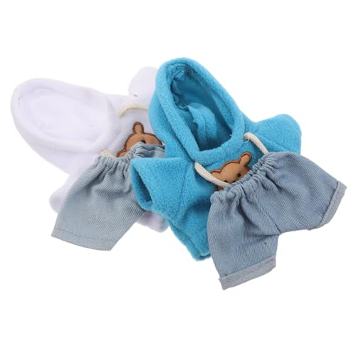 SOPOTUTU 4 Stück Teiliges Bärenkleidungsset für Stofftiere Niedliche Kapuzenpullover und Jeans DIY Plüschbären Kleidung für Stoffpuppen Süße Puppen-Outfits und Accessoires von SOPOTUTU