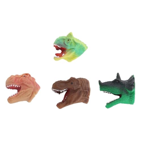 SOPOTUTU 4 Stück Teiliges Dinosaurier Fingerpuppen Interaktives Dino Kopf für Weiche Bequeme Handpuppen für Fantasievolles Rollenspiel und Spielerische Eltern Junge Mädchen Kommunikation von SOPOTUTU