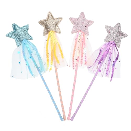 SOPOTUTU 4 Stück Teiliges Feenstab Bemalen und Verzieren DIY Magische Stäbe in Blau Gold Kreatives für Mädchen für Kostümpartys und Bühnenauftritte von SOPOTUTU