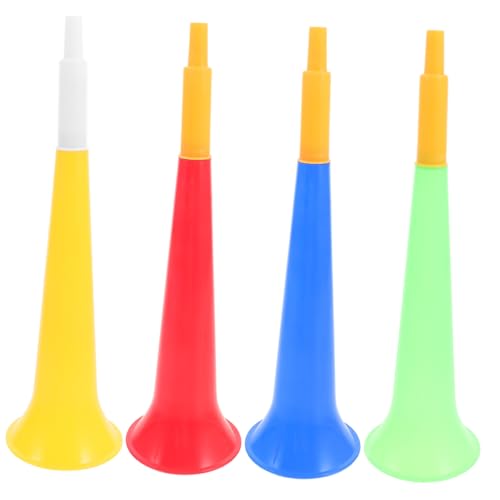 SOPOTUTU 4 Stück Teiliges Fußball Trompeten Bunte Noise Maker Sichere Kunststoff Tröten für Sportveranstaltungen Party Dekoration und Jubelrequisiten von SOPOTUTU