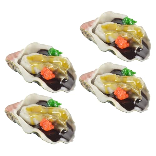 SOPOTUTU 4 Stück Teiliges Künstliches Meeresfrüchte Modellset Muscheln Realistische Spielküche Dekoration Langlebig Leicht für Fotorequisiten und Ladendekor von SOPOTUTU