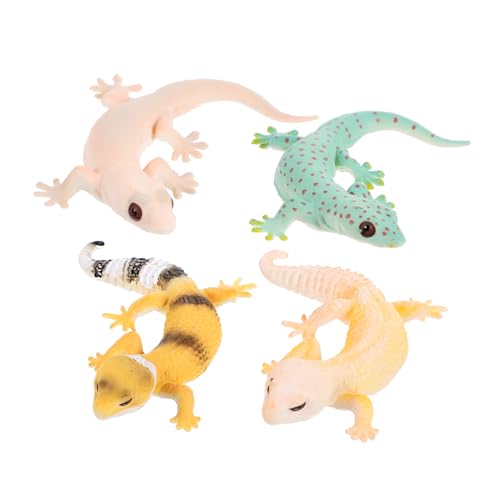 SOPOTUTU 4 Stück Teiliges Mini Gecko Modell Realistische Reptilien Figur Glatte Oberfläche Sicher für Pädagogisches Kreativität und Lernspaß von SOPOTUTU