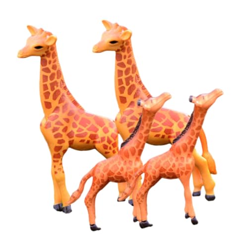 SOPOTUTU 4 Stück Teiliges Mini Giraffen Figurine aus Robustem Resin Detailreiche Miniatur Giraffe Deko für Garten und Haus Langlebige Tierfigur als Niedliche Waldtiere Dekoration von SOPOTUTU