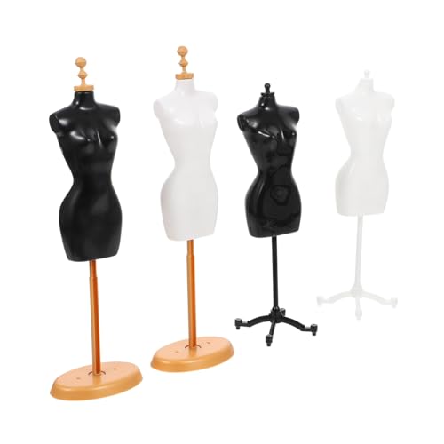 SOPOTUTU 4 Stück Teiliges Mini Puppenständer aus Kunststoff Stabile Mannequin Halter für Puppenkleider Sicher Glatte Oberfläche als Puppenhaus Zubehör und Dekoration von SOPOTUTU