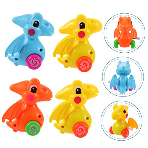 SOPOTUTU 4 Stück Teiliges Mini Wind Up Dinosaurier Spielzeugauto Bewegliche Spielzeugautos mit Realistischen Farben für Jungen und Mädchen Fördert Neugier und Interaktion bei Dino von SOPOTUTU