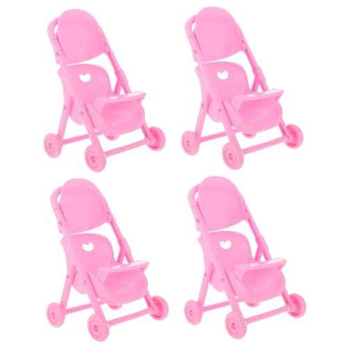 SOPOTUTU 4 Stück Teiliges Miniatur Kinderwagen aus Sicherem Kunststoff Lebensecht Gestaltet Pädagogisch für Rollenspiele und Frühe von Kindern für Puppenhäuser und Eltern Junge Mädchen von SOPOTUTU