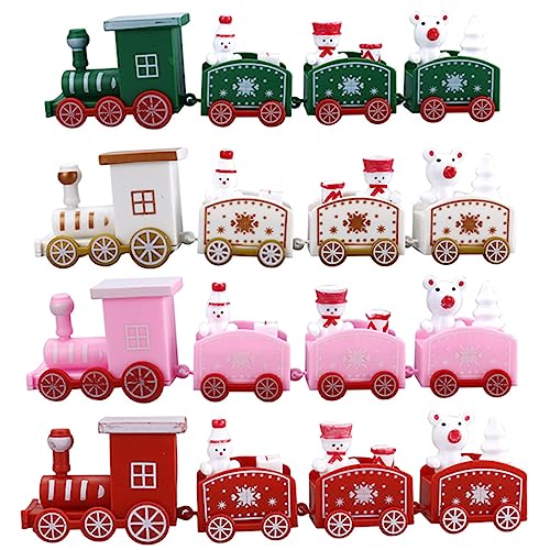 SOPOTUTU 4 Stück Zug Deko Teilig Weihnachtsbaum Dekoration für Freunde für Weihnachten Tischdeko und Partys Bunt Rot Grün Weiß Pink von SOPOTUTU