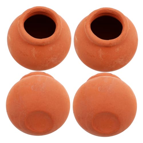 SOPOTUTU 4 Stücke Miniatur blumentopf für mini blumentöpfe Puppenhaus DIY Puppenhaus deko Minivase für Puppenhaus kleine Blumentöpfe zum Basteln Keramik Orange von SOPOTUTU