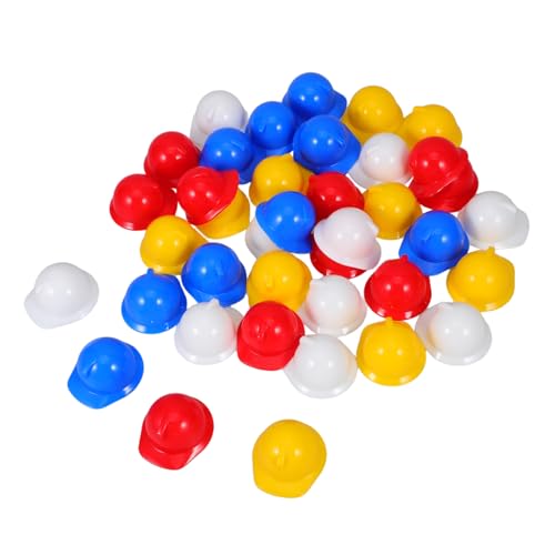 SOPOTUTU 40 Stück Teiliges Miniatur sicherheitshelm Bunte Mini bauhelm Dekoration für Puppen Vielseitiger Festhut und Cake Topper für DIY Haustier Outdoor Accessoires von SOPOTUTU