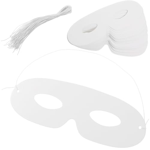 SOPOTUTU 40 Stück Teiliges Weiße Bastelmasken zum Bemalen Halbe Papiermasken für DIY Faschingsmasken Kreative Augenmasken für Karneval Party und Kindergarten Blanko Masken für Cosplay und von SOPOTUTU
