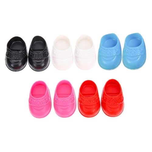 SOPOTUTU 5paare Miniatur Puppenschuhe Bunte Flats Für Puppen Dekorative Und Niedliche Kunststoffschuhe Für Puppenhaus Für Fotos Und Miniaturmodelle von SOPOTUTU