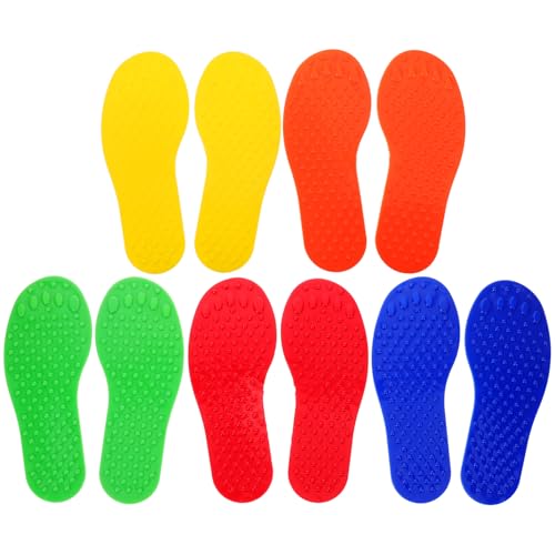 SOPOTUTU 5 Paare Taktile Fußabdrücke Sinnesmatte für Kindergarten und Zuhause Fördert Koordination und Gleichgewicht Sensorisches Trainingsset mit Bunten Fußspuren für Erwachsene von SOPOTUTU