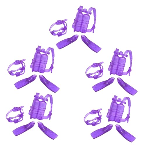 SOPOTUTU 5 Sets Puppen Tauchflossen Kinderbrillen Zum Gerätetauchen Schwimmen Kleinkind Strand Puppenzubehör Plastik Puppen Tauchausrüstung Plastik Puppen Tauchset von SOPOTUTU