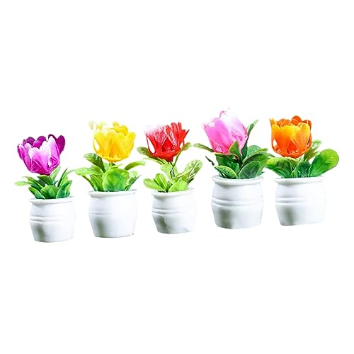 SOPOTUTU 5 Stück Blumentöpfe mit Realistische Pflanzen Dekoration für Puppenhaus Bonsai und Garten Kreative Gestaltung von Miniaturwelten und für Freunde SOPOTUTU 5 Stück Blumentöpfe mit Realistische Pflanzen Dekoration für Puppenhaus Bonsai und Garten Kreative Gestaltung von Miniaturwelten und für Freunde von SOPOTUTU
