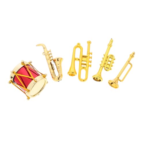 SOPOTUTU 5 Stück Saxophon Teiliges Puppenhaus Musikinstrument Dekoration Klassische Miniaturmodelle für Kinderzimmer und Kreative Bastelprojekte Realistisches Design aus Leichtem von SOPOTUTU