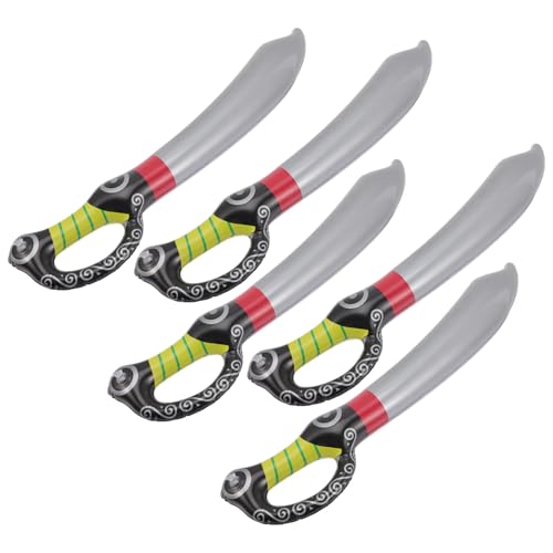 SOPOTUTU 5 Stück Teiliges Aufblasbare Piratensäbel Langlebig Sicher Piratenkostüm Zubehör für Geburtstagsfeier Halloween Poolparty Cosplay Bühnenrequisiten von SOPOTUTU