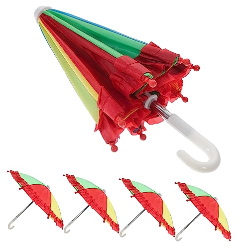 SOPOTUTU 5 Stück Teiliges Bunte Mini Regenschirme Puppenzubehör Dekorative Kleine Schirme für Puppenhaus Kindgerechtes Vielseitig als Fotorequisite und Tischdekoration Zufällige Farbe von SOPOTUTU
