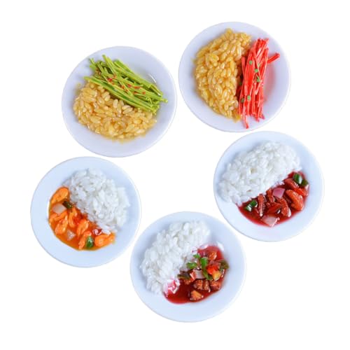 SOPOTUTU 5 Stück Teiliges Chinesisches Reis Fake Food aus PVC Realistisch Gestaltete Spielküchen Requisiten Lebensechte Miniatur Nachbildung für Fotografie Deko von SOPOTUTU