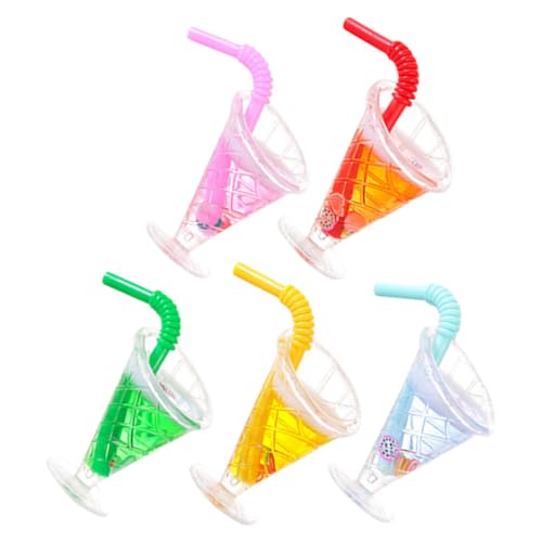 SOPOTUTU 5 Stück Teiliges Mini Dessertbecher im Hawaii Stil Realistische Miniatur Saftbecher Bunte Puppenhaus Dekoration Tropisches Sommerparty Zubehör Detailreiche Miniatur von SOPOTUTU