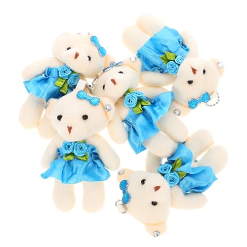 SOPOTUTU 5 Stück Teiliges Mini Plüschbären Schlüsselanhänger Verschleißfest Tragbar Leichte DIY Hochzeitsdeko für Taschen Rucksäcke Geschenkaccessoire Blau von SOPOTUTU
