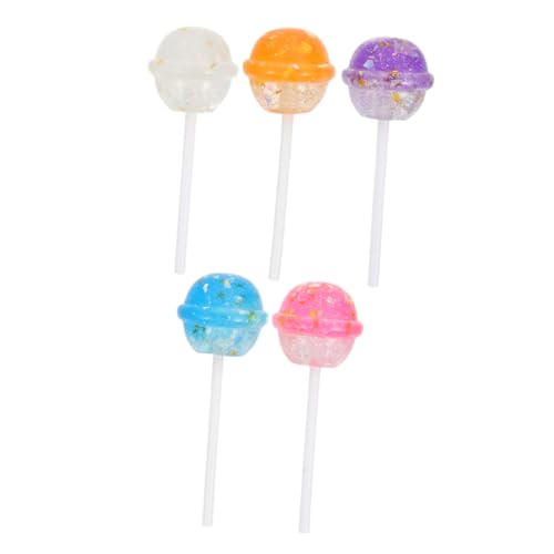 SOPOTUTU 5 Stück Teiliges Resin Lollipop Charms in Weiß Rosa Orange Flache DIY Bastelanhänger für Schmuckherstellung Armbänder Halsketten Ohrringe Vielseitige Deko und Fotorequisiten von SOPOTUTU