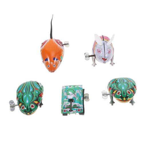 SOPOTUTU 5 Stück Teiliges Retro Aufziehspielzeug aus Blech mit Sicher Abgerundet Kreative Party Mitgebsel für Kindergarten Nostalgische Mechanische Lauf und Sprungfiguren von SOPOTUTU