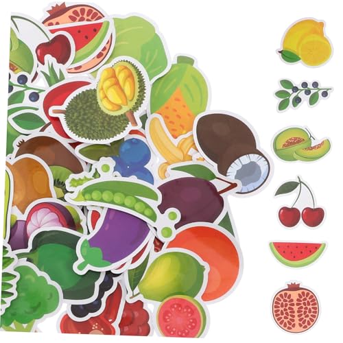 SOPOTUTU 50 Stück Cartoon-Obst- und Gemüseaufkleber Apfel Kinderspiel Essensaufkleber für klein Party Aufkleber Set Aufkleber Boho-Aufkleber Obstaufkleber Papier von SOPOTUTU