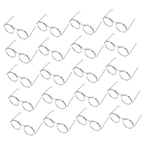 SOPOTUTU 50 Stück Miniatur Puppenbrillen Metallrahmen Mini Doll Glasses für DIY Basteln Puppenhaus Dekoration Filigrane Kleine Sonnenbrillen und Runde Brillen als Foto Requisiten von SOPOTUTU