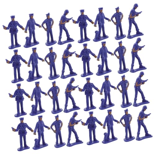SOPOTUTU 50 Stück Polizeimodell Kleine Mini Dekorationen Tischdekoration Mini Figur Menschen Topf Miniaturen Statue Simulation Männliche Polizisten Figur Desktop von SOPOTUTU