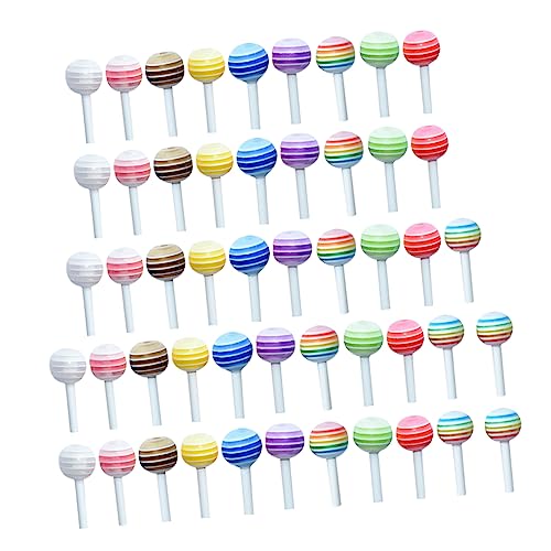 SOPOTUTU 50Stücke Mini Lutscher Farbenfrohe Deko für Mini Häuser Realistische Zuckerloafmodelle für Tischdekorationen und Kreative Bastelprojekte von SOPOTUTU